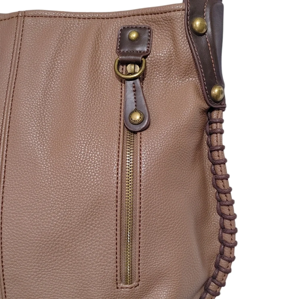 Chala Brown Floral Faux Leather Convertible Hobo Crossbody Bag Handbag Purse